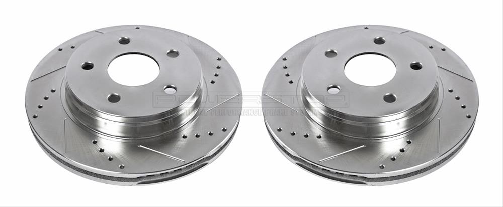 Power Stop Rear Drilled-Slotted Rotors 02-19 Ram 1500 V8-V6